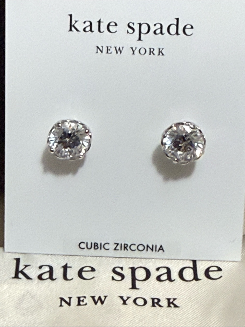 kate spade Clear Crystal Silver-Tone Stud Earrings